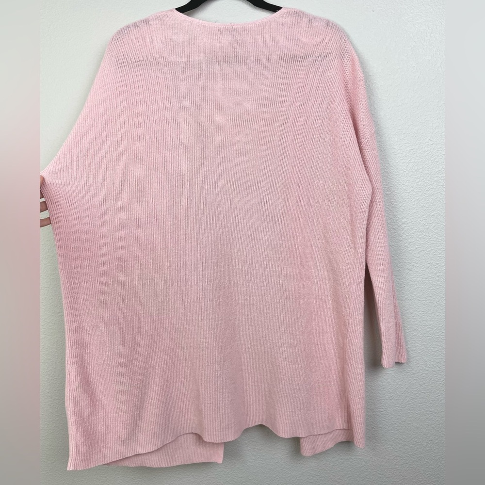 Eileen Fisher Women's Medium Open Front Cardigan Organic Linen Cotton Blush Pink - Picture 14 of 16